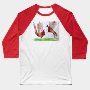 Fighting Pheasants Baseball T-Shirt